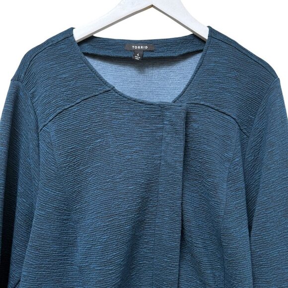 TORRID Moto Jacket Plus Size 4X (Torrid 4) Teal Blue Stretch Womens Blazer Zip - Picture 5 of 11